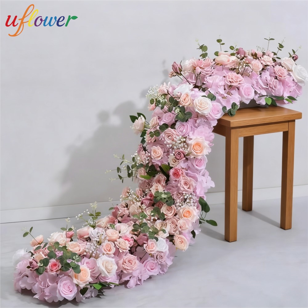 Table Runner - Uflower Künstliche Blumen Blumenreihe Hochzeitsarrangement Dekoration