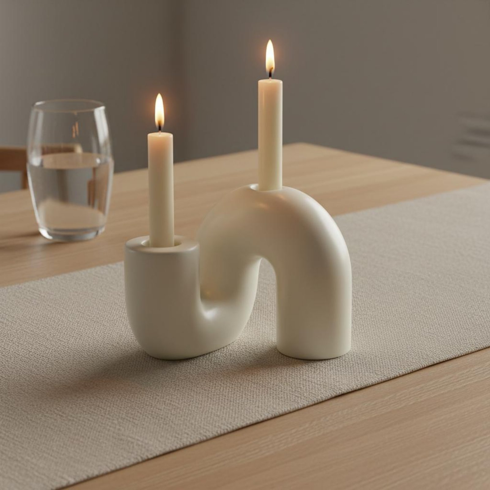 Candle Holder Decor - Welliger Keramik-Kerzenhalter Minimalistisches Design Abstrakter Stabkerzenhalter