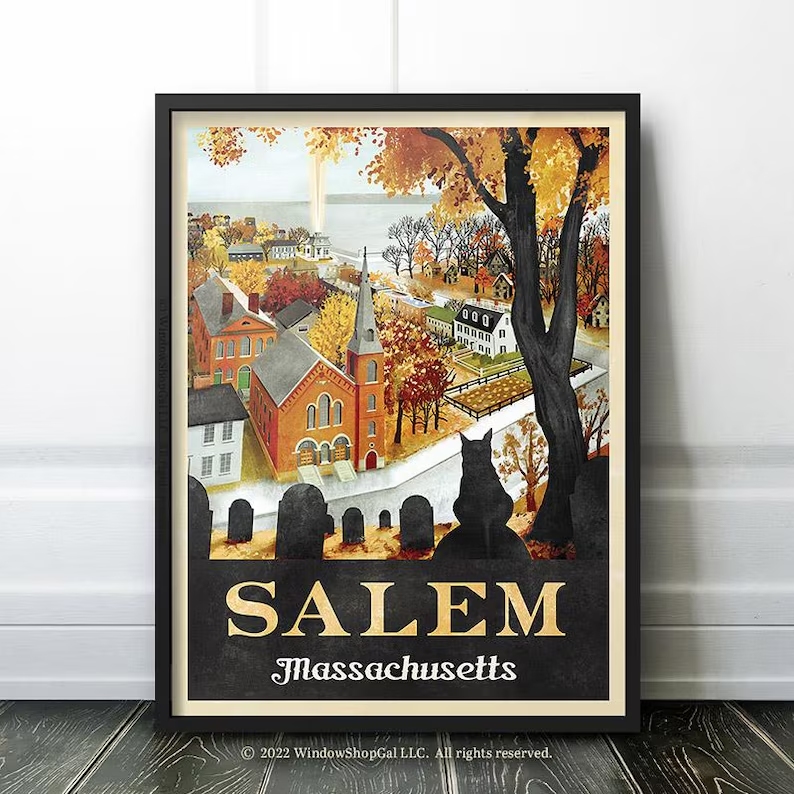 Interior Design Living Room - Moderner Halloween Salem Travel Autumn Wandkunstdruck,