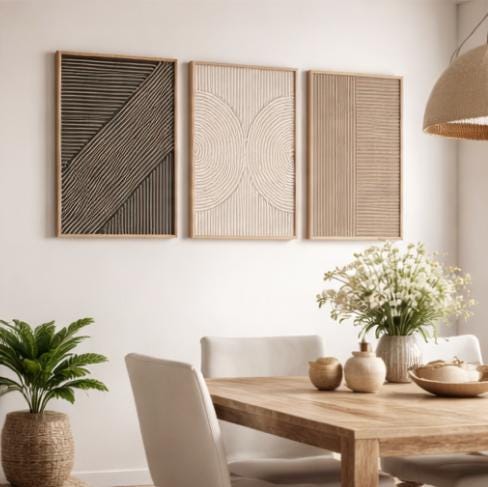 3er-Set Beige-Schwarze Minimal – Abstract Canvas Set Bewertung und Preis