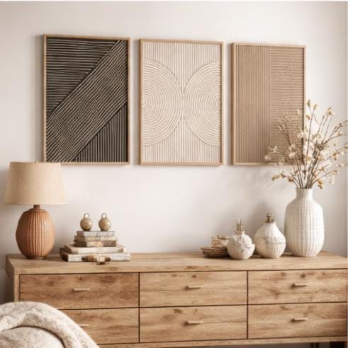 3er-Set Beige-Schwarze Minimal – Abstract Canvas Set Bewertung und Preis