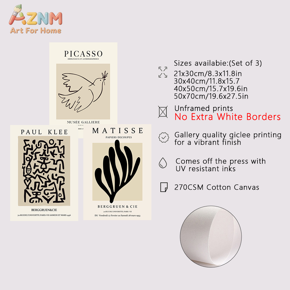 3-teiliges Matisse Picasso Pau – Abstract Canvas Set Bewertung und Preis